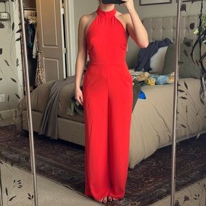 Forever 21 Vibrant Coral Halter Jumpsuit